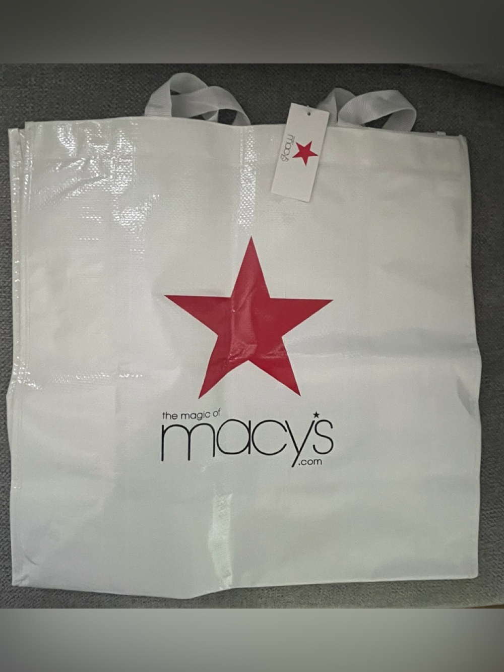 Macy's White Tote with Red Star Logo NWT